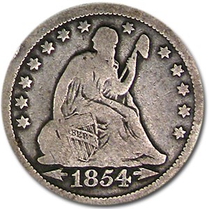 1854 Liberty Seated Quarter VG 1854 Liberty Seated Quarter VG
